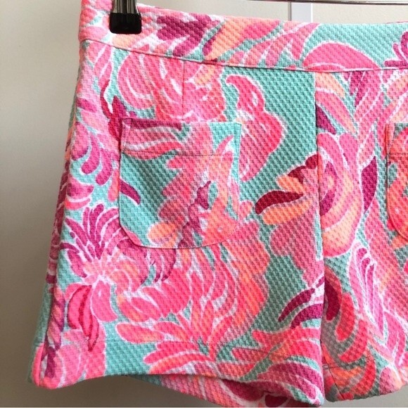 Lilly Pulitzer Shorts Womens 0 Pink Alycia Poolside Blue Lovebirds Waffle Knit - Picture 3 of 12